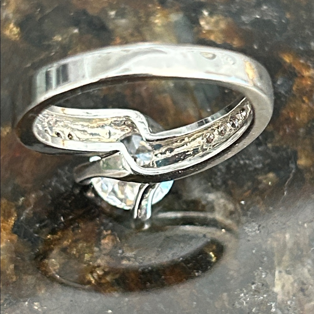 Simulated Diamond Engagement Ring Crisscross Band… - image 3